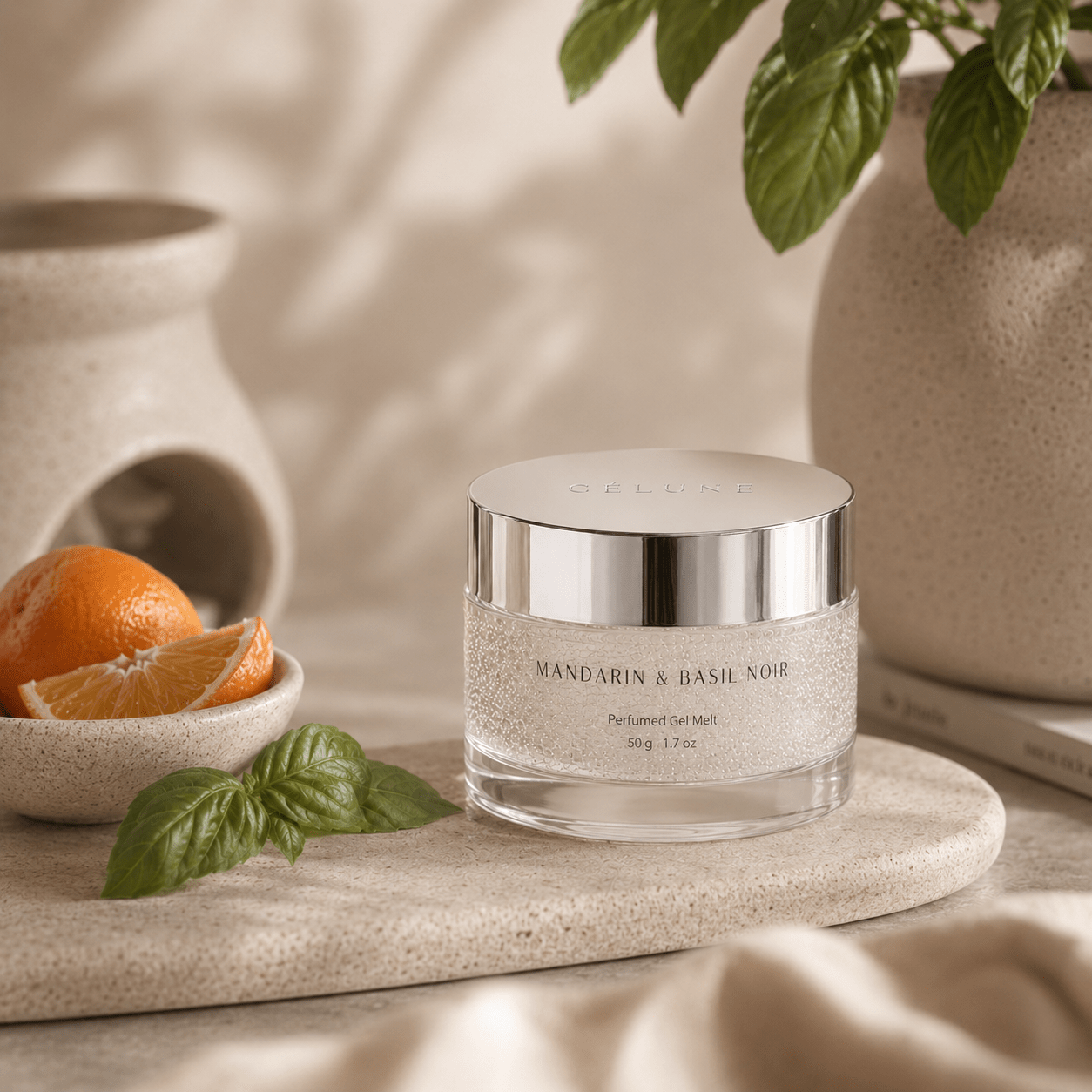 Mandarin & Basil Noir 50g Perfumed Gel Melt - Maison Célune -  - 50g gel melt